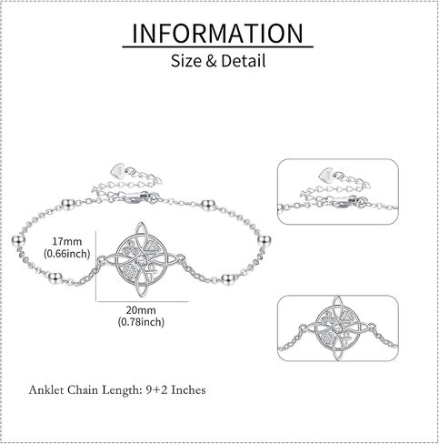 Yafeini Nudo de Bruja Plata 925 الساحرة الأصلية Knot Anklet Sterling Silver Witch Foot Jewelry Witchy Witchy For Women in Saudi Arabia
