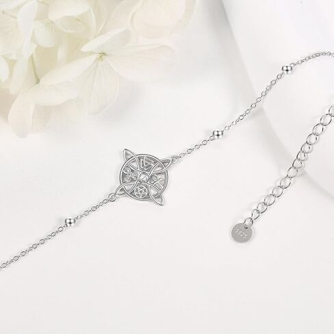 Yafeini Nudo de Bruja Plata 925 الساحرة الأصلية Knot Anklet Sterling Silver Witch Foot Jewelry Witchy Witchy For Women in Saudi Arabia