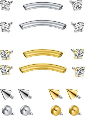 FECTAS Internal Threaded Eyebrow Rook Piercing Jewelry 16G Earrings 8/10mm Vertical Labret Lip Jewelry Curved Barbell Eyebrow Rings Tiny Small Belly Rings Ear Rook Helix Conch Daith Piercing Jewelry in Saudi Arabia