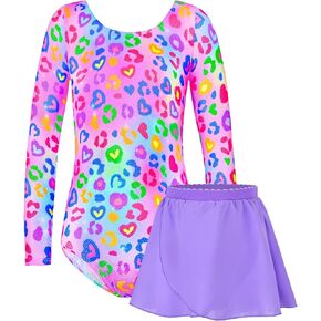 Girls Gymnastics Leotards Long Sleeve Biketards with Removable Skirt Ballerina Combo Outfit for Kids Tumbling in Kuwait