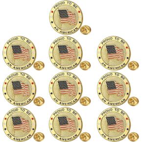 Exquisite American Flag Lapel Pin -The Stars and Stripes -Solid Metal Flag Lapel Pin-Gold Tone (6 Pins With Gift Box) in Kuwait