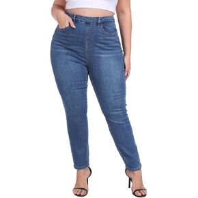 HDE Women's Plus Size Skinny Jeans Pull On Stretch Denim Jegging with Pockets in Kuwait