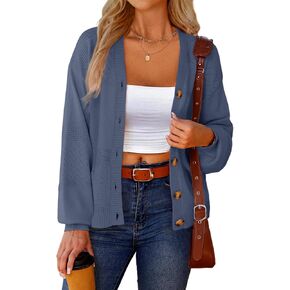 anbech womens cardigan سترة خفيفة الوزن 2025 الأكمام الطويلة v الأزرار الأزرار لأسفل الكارشيه cardigans in Kuwait