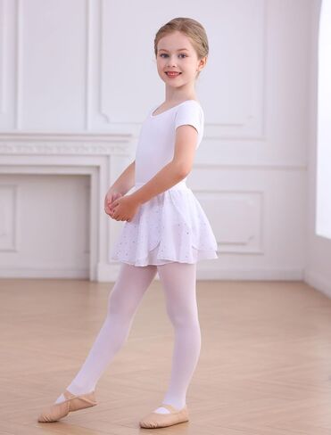 Toddler Ballet Leotards Dance Skirt for Girls Double Cross Hollow Back Outfits Gymnastics Kids Dance Dresses in Kuwait