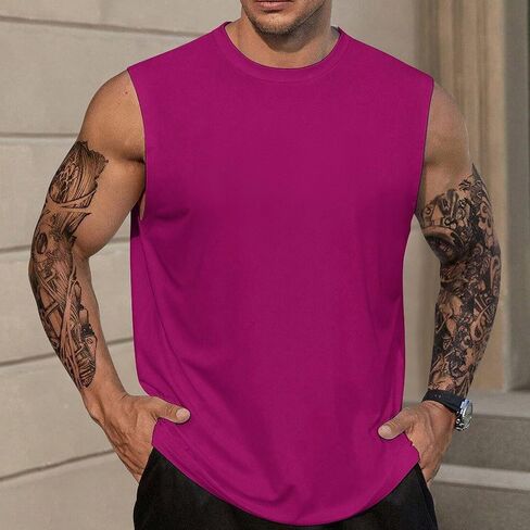 Men's Workout Tank Tops Quick Dry Running Athletic Training Sports Classic Solid Sleeveless Muscle Shirts in Saudi Arabia