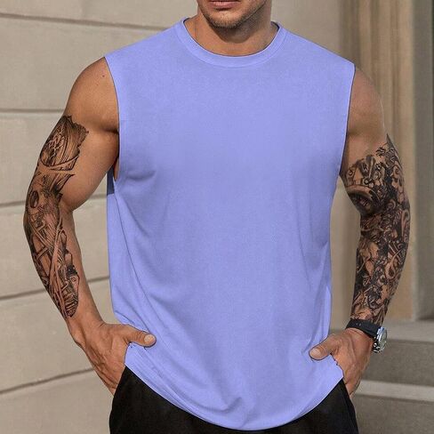 Men's Workout Tank Tops Quick Dry Running Athletic Training Sports Classic Solid Sleeveless Muscle Shirts in Saudi Arabia