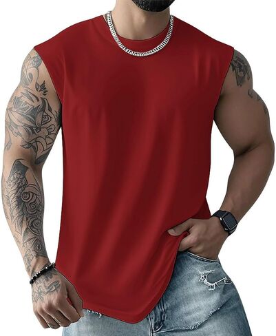 Men's Workout Tank Tops Quick Dry Running Athletic Training Sports Classic Solid Sleeveless Muscle Shirts in Saudi Arabia