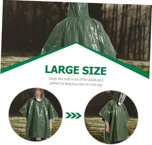 BESPORTBLE Disposable Waterproof Emergency Rain Poncho Hood PE Aluminum Coated Camping Raincoat for Adults Survival Poncho for Outdoor Adventures in Saudi Arabia