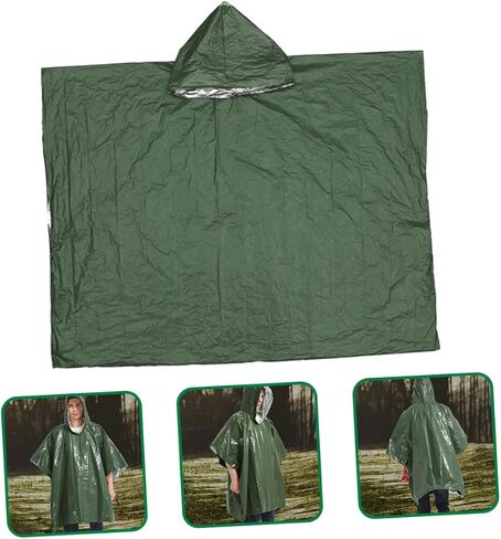 BESPORTBLE Disposable Waterproof Emergency Rain Poncho Hood PE Aluminum Coated Camping Raincoat for Adults Survival Poncho for Outdoor Adventures in Saudi Arabia