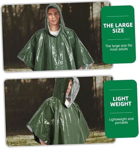 BESPORTBLE Disposable Waterproof Emergency Rain Poncho Hood PE Aluminum Coated Camping Raincoat for Adults Survival Poncho for Outdoor Adventures in Saudi Arabia