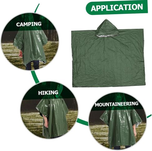 BESPORTBLE Disposable Waterproof Emergency Rain Poncho Hood PE Aluminum Coated Camping Raincoat for Adults Survival Poncho for Outdoor Adventures in Saudi Arabia