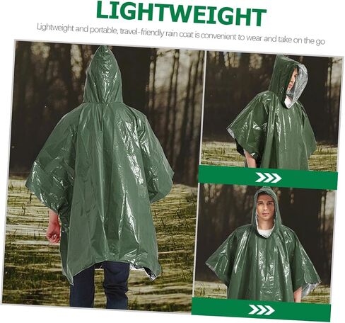BESPORTBLE Disposable Waterproof Emergency Rain Poncho Hood PE Aluminum Coated Camping Raincoat for Adults Survival Poncho for Outdoor Adventures in Saudi Arabia