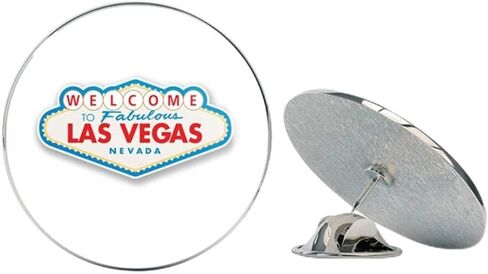 Las Vegas Sign Round Metal Metal 0.75 "Tabel Pin Hat Shirt Tie Tack Tack Pinback in Saudi Arabia