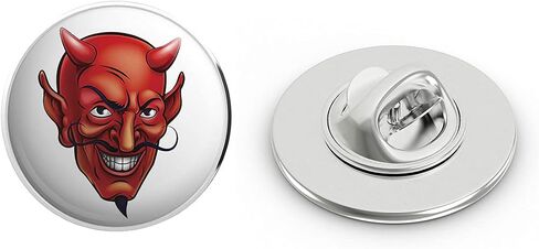 Red Evil Devil Head Cartoon Round Metal 0.75 "طية صدر السترة دبوس قميص دبوس التعادل in Saudi Arabia