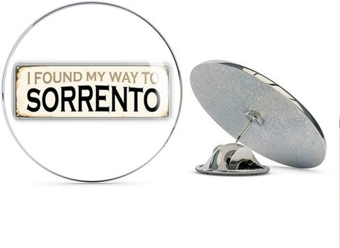 Sorrento Retro Travel Tin Sign Round Round 0.75 "Tabel Pin Hat Shirt Tie Tack Tack Pinback in Saudi Arabia