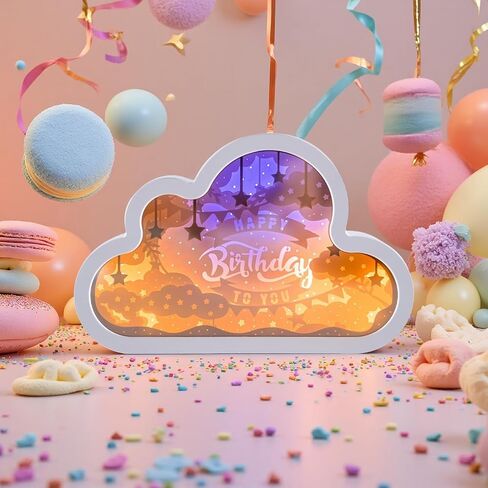 Aslanka Happy Birthday Mirror Led Night Light, Cloud Led Light, USB Table Lamp, Room Light Decoration, Birthday Gift for Kids in Saudi Arabia