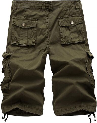 Men's 100% Cotton Cargo Shorts with Multiple Pockets - Casual Loose Fit Work Shorts for Summer, Hiking in Saudi Arabia