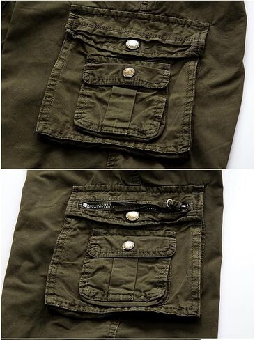 Men's 100% Cotton Cargo Shorts with Multiple Pockets - Casual Loose Fit Work Shorts for Summer, Hiking in Saudi Arabia