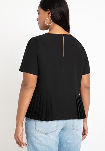 ELOQUII Women's Plus Size Pleated Hem Top in Saudi Arabia