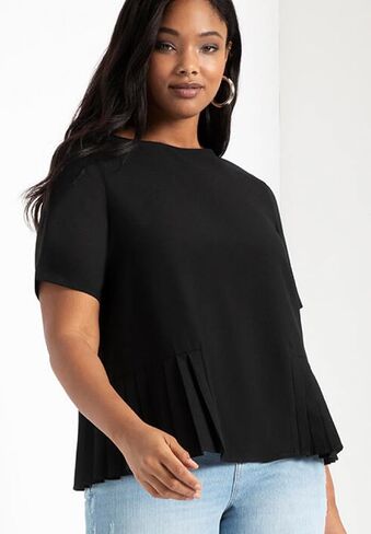ELOQUII Women's Plus Size Pleated Hem Top in Saudi Arabia