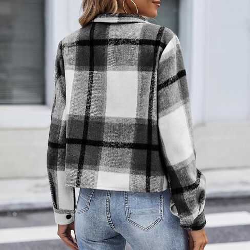 Button Down Shirts for Women 2025 Fall Fashion Plaid Cropped Shacket Jacket Cute Flannel Coats Tops Casual Outerwear in Saudi Arabia