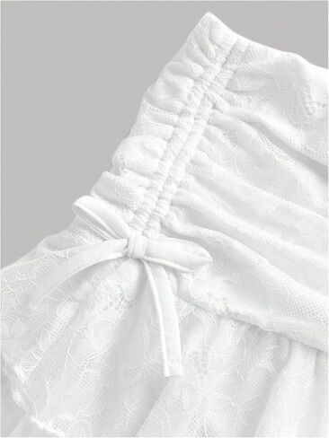 Girl's Y2k Lace Mini Skirt Ruched Layered Ruffle A Line Flared Short Skirts in Saudi Arabia