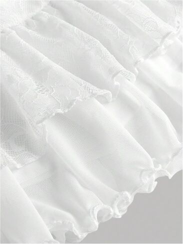Girl's Y2k Lace Mini Skirt Ruched Layered Ruffle A Line Flared Short Skirts in Saudi Arabia