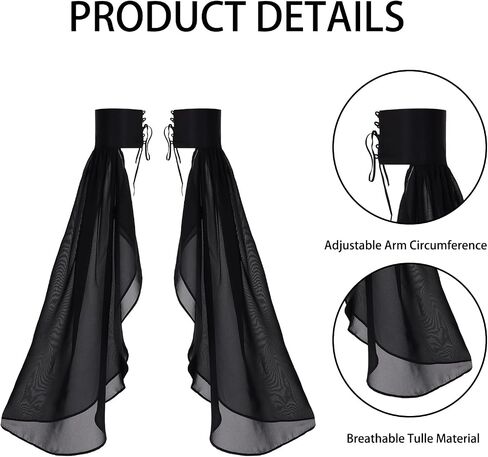 Long Tulle Gloves for Women Detachable Sleeves for Wedding Dresses Halloween Party Cosplay Costume in Saudi Arabia