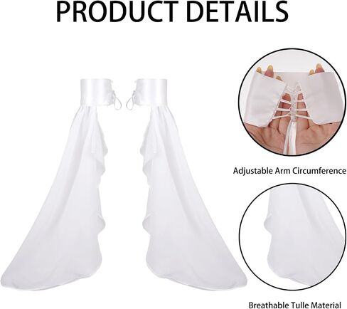 Long Tulle Gloves for Women Detachable Sleeves for Wedding Dresses Halloween Party Cosplay Costume in Saudi Arabia