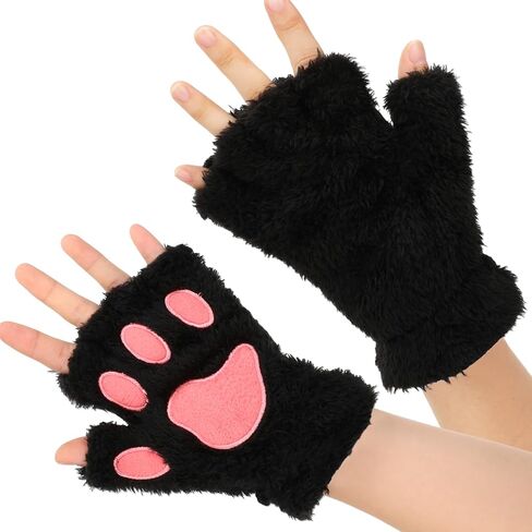 Cat Paws Gloves Fingerless Bear Furry Paw Cute Hand Gear Winter Warm Gloves Halloween Cosplay Costume Accessories in Saudi Arabia