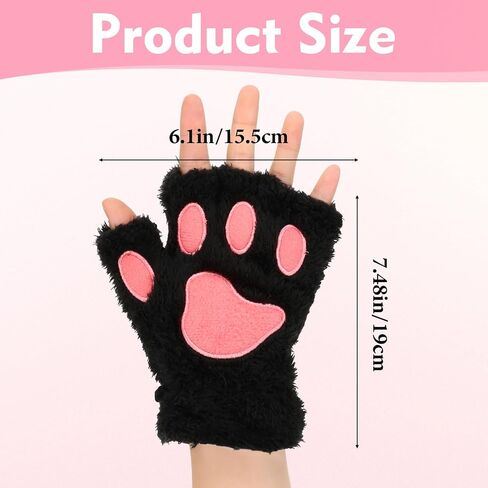 Cat Paws Gloves Fingerless Bear Furry Paw Cute Hand Gear Winter Warm Gloves Halloween Cosplay Costume Accessories in Saudi Arabia