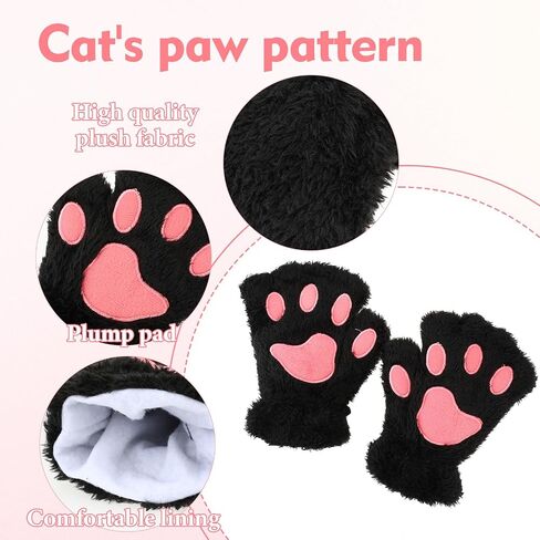 Cat Paws Gloves Fingerless Bear Furry Paw Cute Hand Gear Winter Warm Gloves Halloween Cosplay Costume Accessories in Saudi Arabia