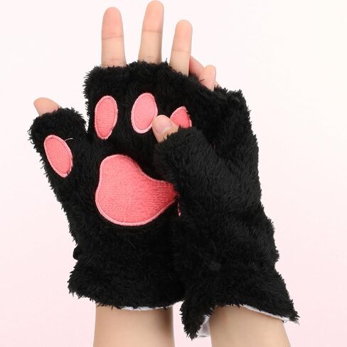 Cat Paws Gloves Fingerless Bear Furry Paw Cute Hand Gear Winter Warm Gloves Halloween Cosplay Costume Accessories in Saudi Arabia