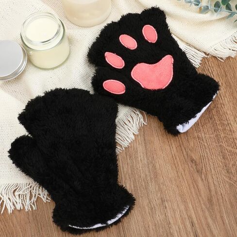 Cat Paws Gloves Fingerless Bear Furry Paw Cute Hand Gear Winter Warm Gloves Halloween Cosplay Costume Accessories in Saudi Arabia