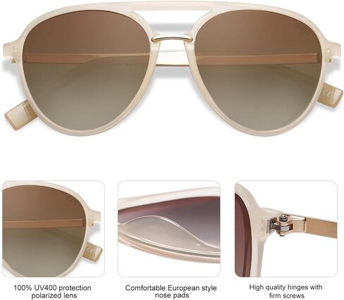 SOJOS Retro Aviator Polarized Sunglasses for Women Men Double Bridge Ladies Shades in Saudi Arabia