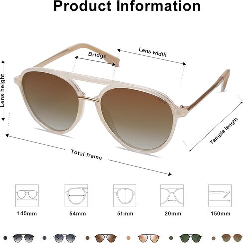SOJOS Retro Aviator Polarized Sunglasses for Women Men Double Bridge Ladies Shades in Saudi Arabia