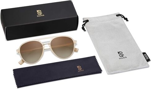 SOJOS Retro Aviator Polarized Sunglasses for Women Men Double Bridge Ladies Shades in Saudi Arabia