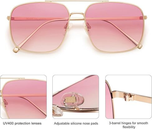 SOJOS Trendy Square Aviator Sunglasses for Women Men, Gold Frame Light Tint Gradient Shades SJ1176 in Saudi Arabia