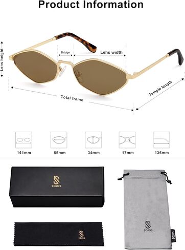 SOJOS Retro Small Polarized Sunglasses Womens Mens Vintage Narrow Irregular Shades UV400 SJ1233 in Saudi Arabia