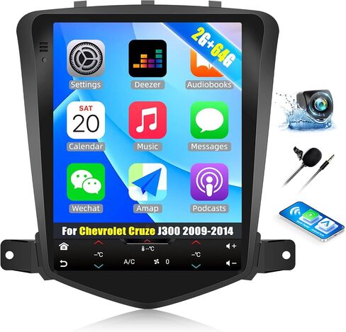 راديو ستيريو للسيارة Android 13 لسيارة شيفروليه كروز J300 2009-2014، مشغل سيارة بشاشة لمس عمودية 9.7 بوصة مع بلوتوث، FM، WiFi، GPS، وصلة مرآة، مضخم صوت، EQ، USB مزدوج + كاميرا احتياطية/ميكروفون/CANBUS in Saudi Arabia