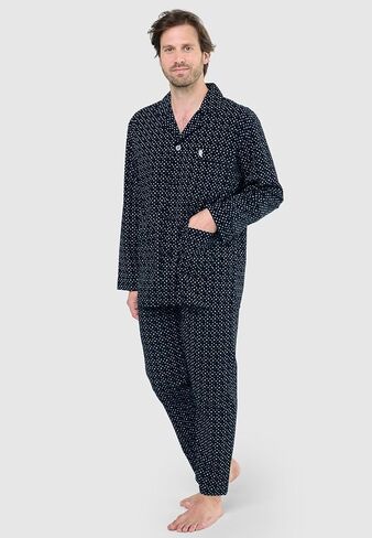 El Búho Nocturno Mens Pajamas مجموعة قطن خفيف الوزن صيف طويل الأكمام كلاسيكية PJS مع جيوب الجيوب رجال in Kuwait