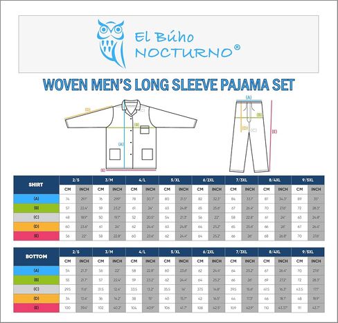 El Búho Nocturno Mens Pajamas مجموعة قطن خفيف الوزن صيف طويل الأكمام كلاسيكية PJS مع جيوب الجيوب رجال in Kuwait