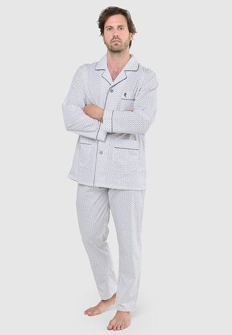 El Búho Nocturno Mens Pajamas مجموعة قطن خفيف الوزن صيف طويل الأكمام كلاسيكية PJS مع جيوب الجيوب رجال in Kuwait