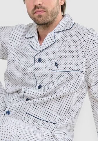 El Búho Nocturno Mens Pajamas مجموعة قطن خفيف الوزن صيف طويل الأكمام كلاسيكية PJS مع جيوب الجيوب رجال in Kuwait