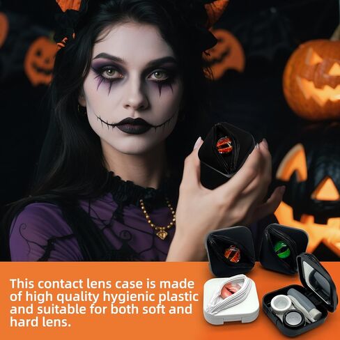 Contact Lens Cases (Empty) Spooky & Stylish Halloween Style Contact Lens Storage Holder Leakproof Daily Contact Case Halloween Dragon Eye Contact Lens Case Set Red in Saudi Arabia