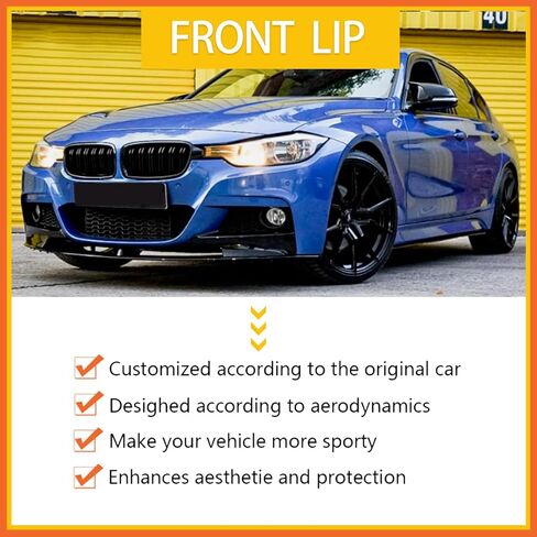 توافق الشفاه الأمامية مع 2012-2018 3 Series F30 320i 328d 330i 340i M Sport Pront Pumper Chin Lip Spoilder Splitter ABS Black in Kuwait