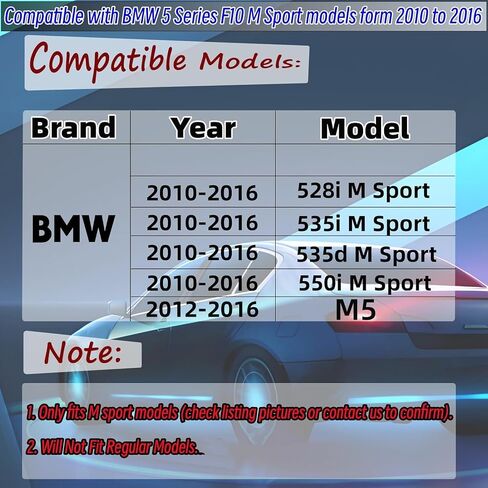 Rear Diffuser with Light Fit for BMW M5 2010-2016 5 Series F10 (M Sport Only) 528i/ 535i/ 535d/ 550i,Rear Bumper Lower Lip Splitter Exterior Accessories (Carbon Fiber Style) in Saudi Arabia