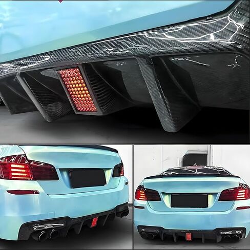 Rear Diffuser with Light Fit for BMW M5 2010-2016 5 Series F10 (M Sport Only) 528i/ 535i/ 535d/ 550i,Rear Bumper Lower Lip Splitter Exterior Accessories (Carbon Fiber Style) in Saudi Arabia