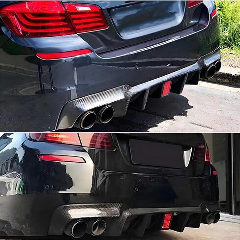 Rear Diffuser with Light Fit for BMW M5 2010-2016 5 Series F10 (M Sport Only) 528i/ 535i/ 535d/ 550i,Rear Bumper Lower Lip Splitter Exterior Accessories (Carbon Fiber Style) in Saudi Arabia