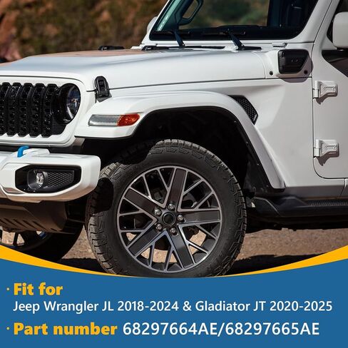 TOPUS Pair front Wheel Eyebrow Side Fender Air Conditioning Vent Outlet Cover Trim Kit for Jeep Wrangler JL & Gladiator JT 2018-2024 Replace OE#68297664AE 68297665AE, Black, Left & Right Side in Kuwait